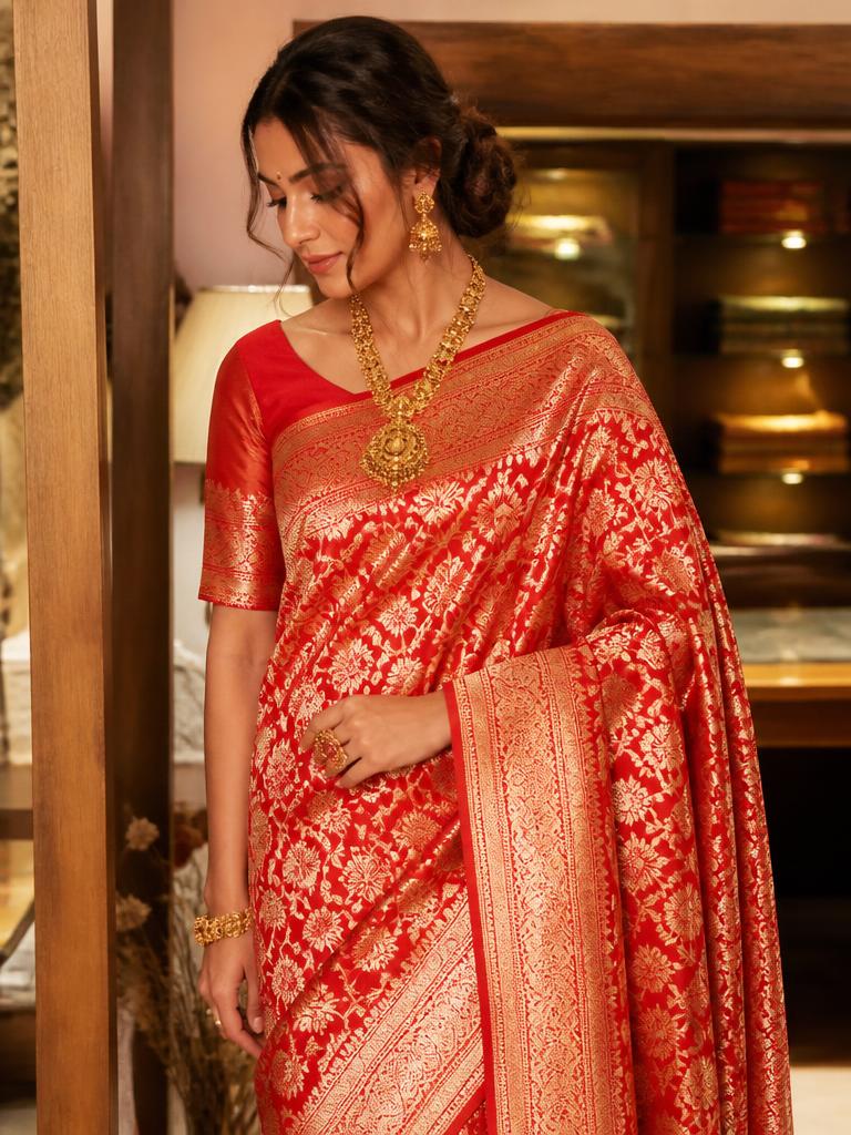 Scarlet Banarasi Silk Saree