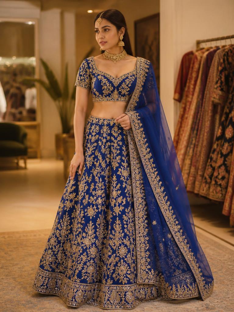 Royal Blue Bridal Lehenga
